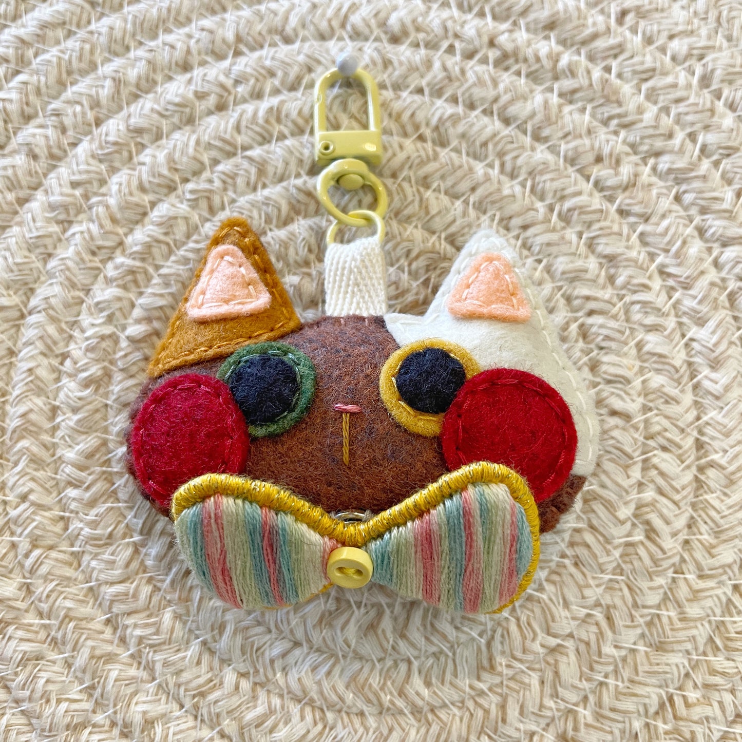 Pride Cat Felt Plush Keychain - Rainbow Flag