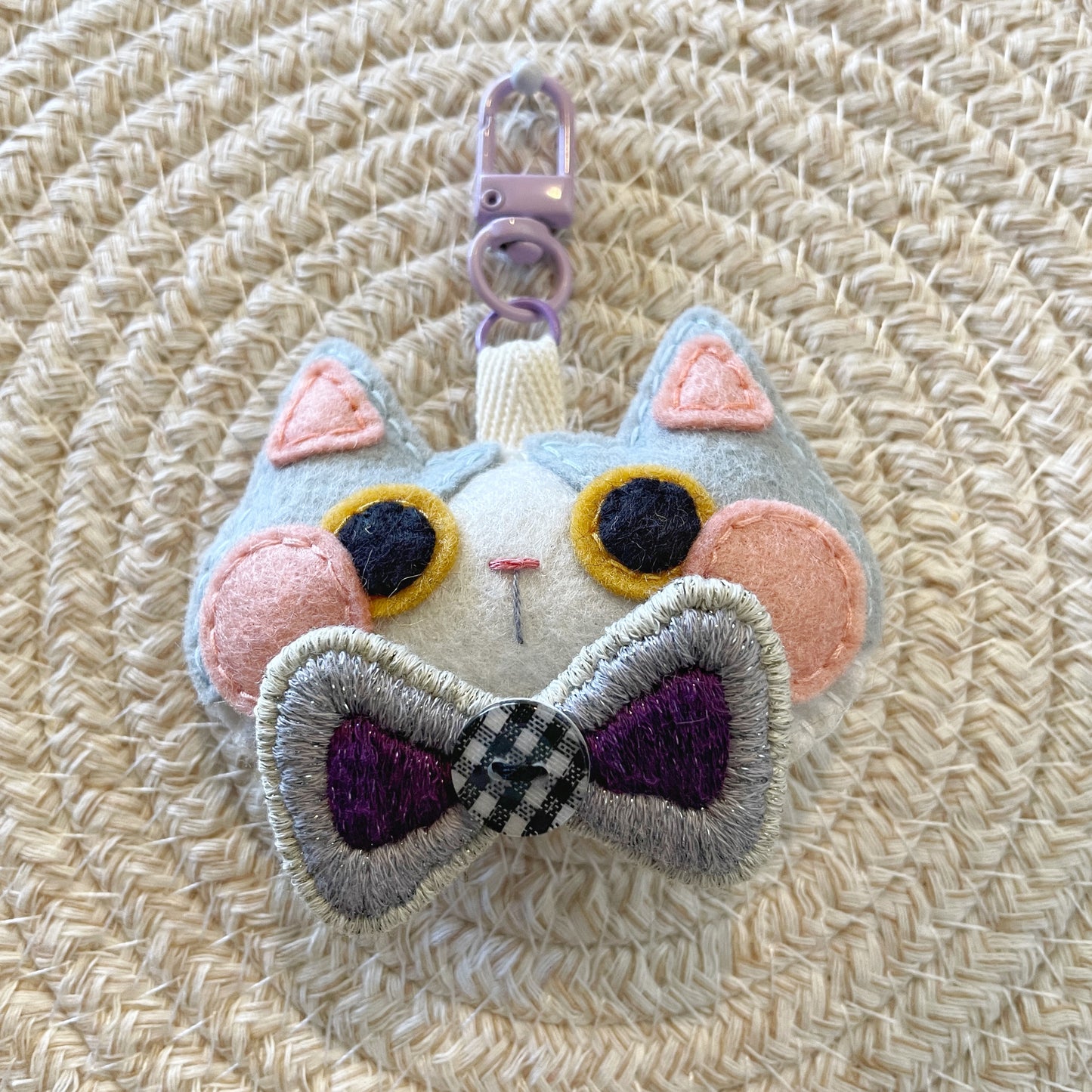 Pride Cat Felt Plush Keychain - Ace Flag