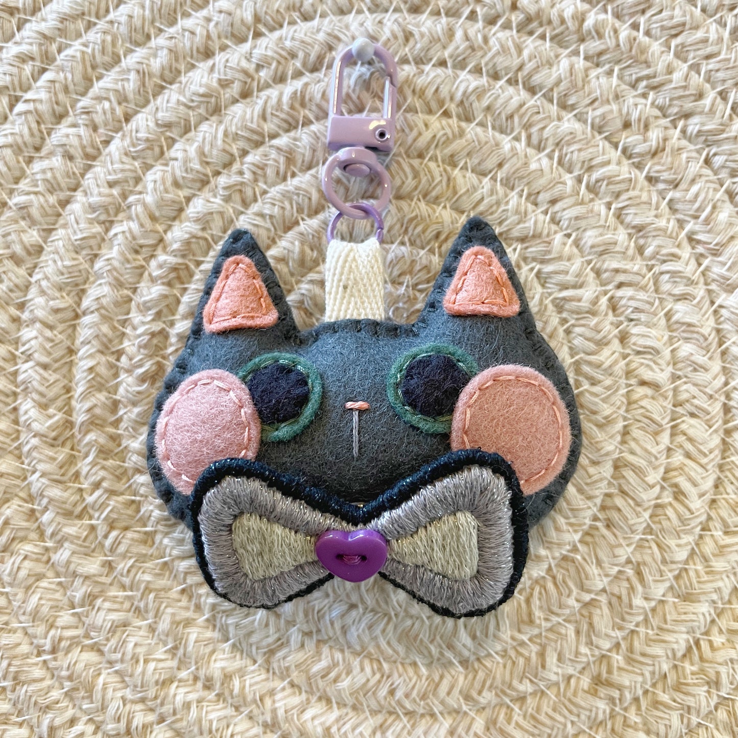 Pride Cat Felt Plush Keychain - Ace Flag