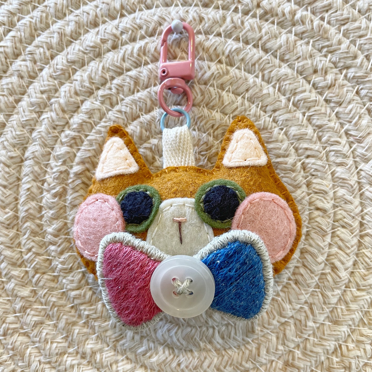 Pride Cat Felt Plush Keychain - Trans Flag