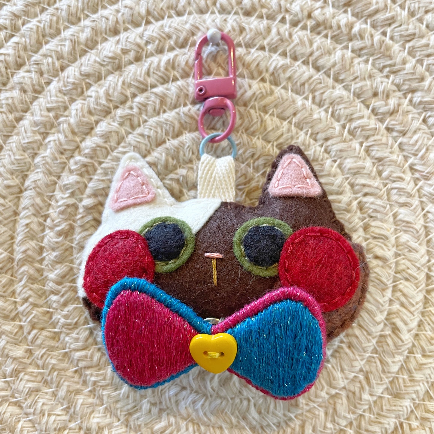 Pride Cat Felt Plush Keychain - Pan Flag