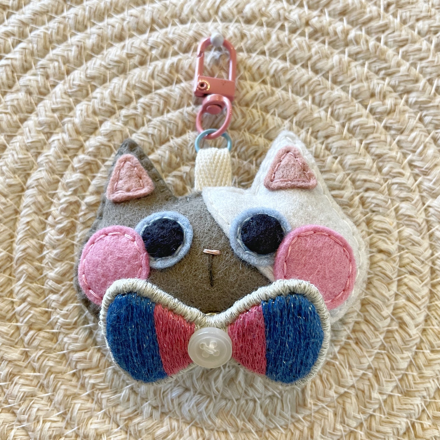 Pride Cat Felt Plush Keychain - Trans Flag