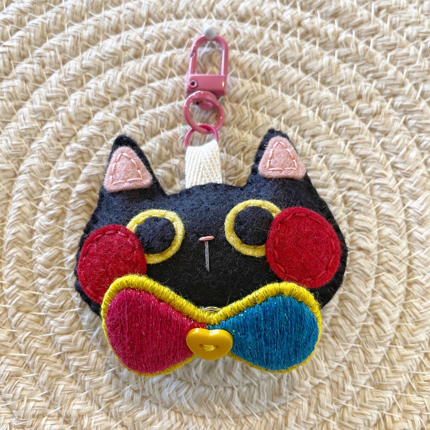 Pride Cat Felt Plush Keychain - Pan Flag