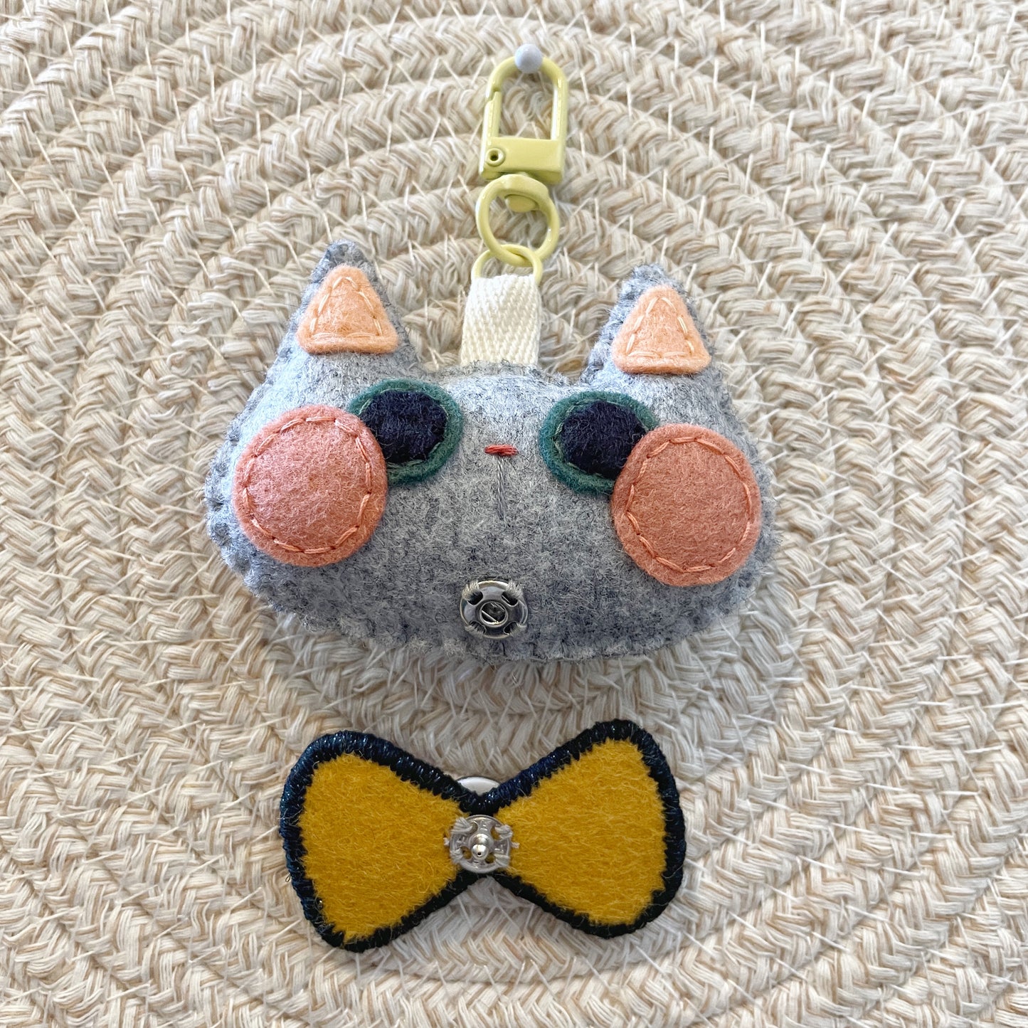 Pride Cat Felt Plush Keychain - Nonbinary Flag