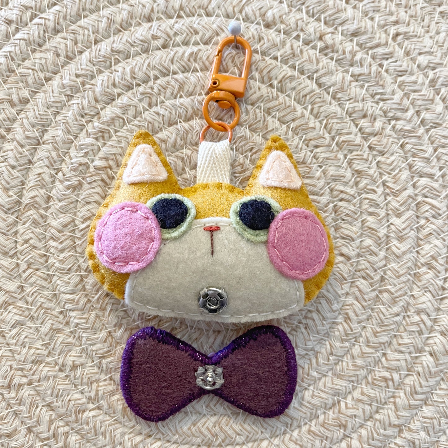 Pride Cat Felt Plush Keychain - Rainbow Flag