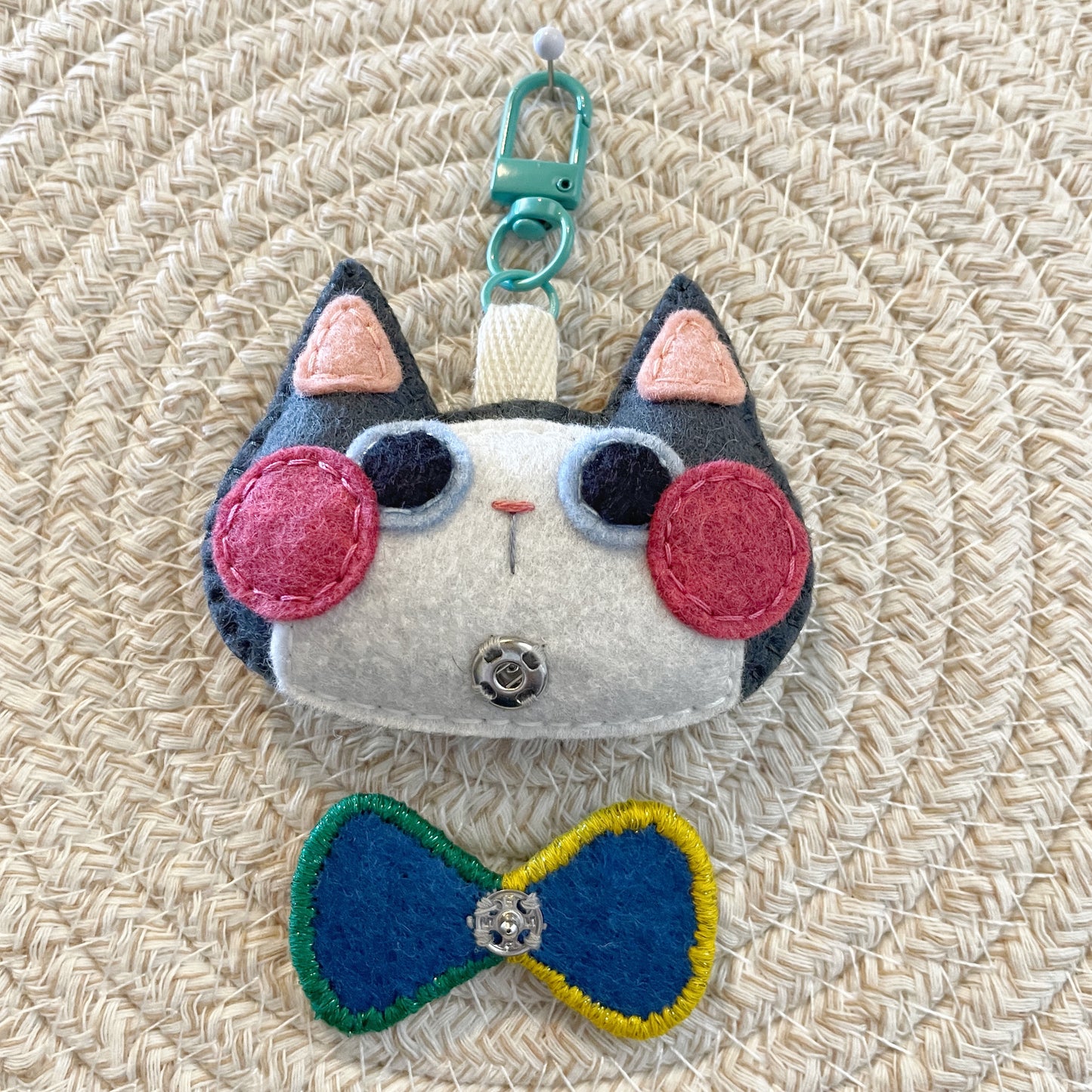 Pride Cat Felt Plush Keychain - Rainbow Flag