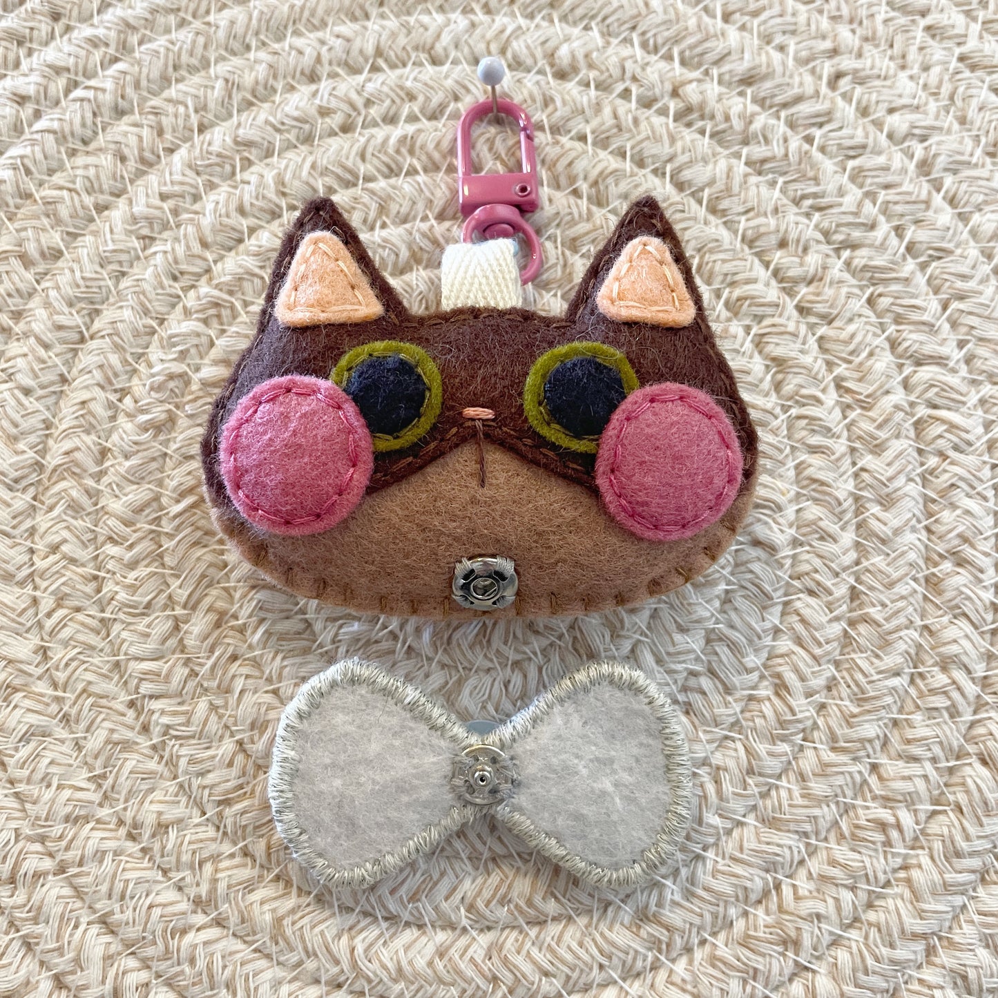 Pride Cat Felt Plush Keychain - Trans Flag