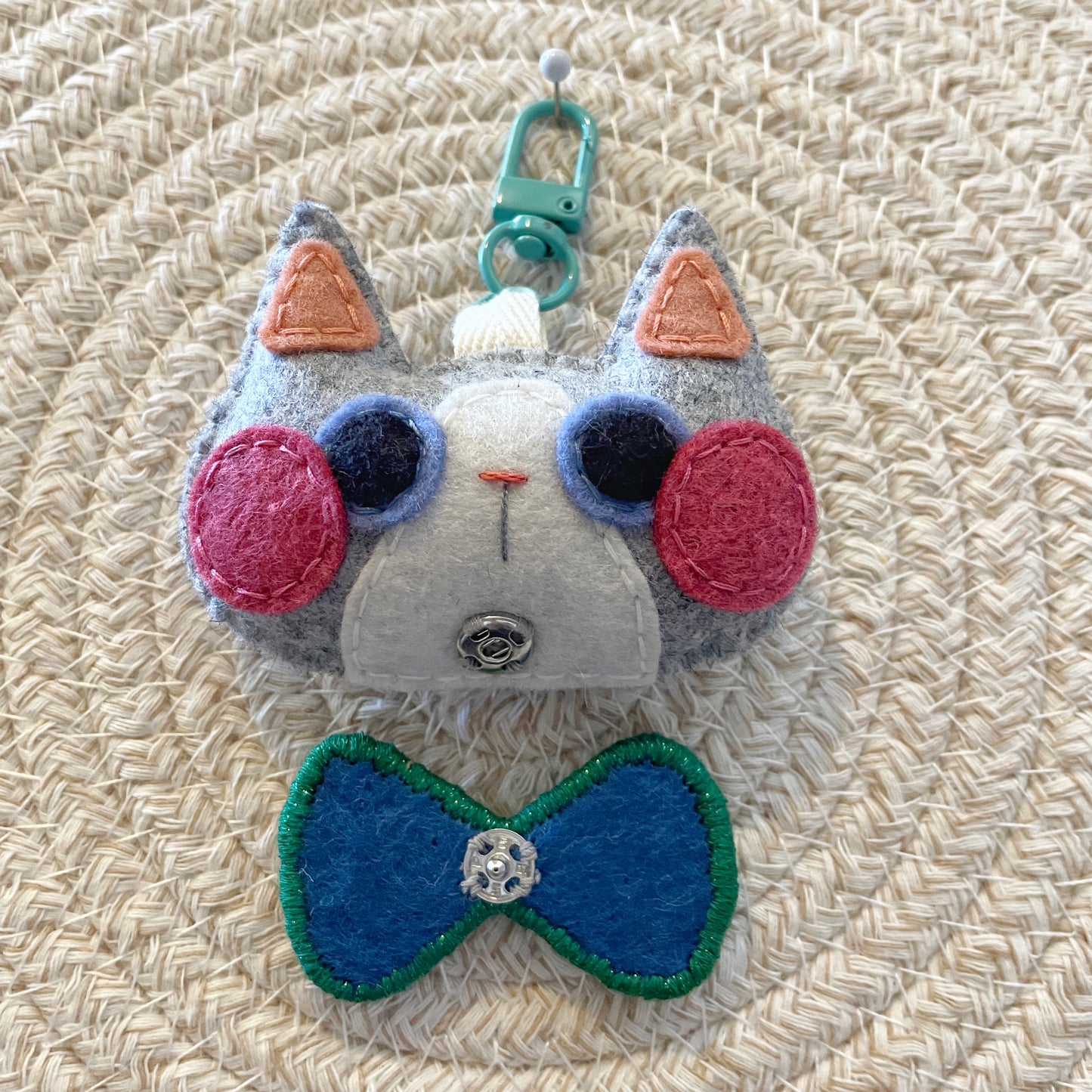 Pride Cat Felt Plush Keychain - Rainbow Flag