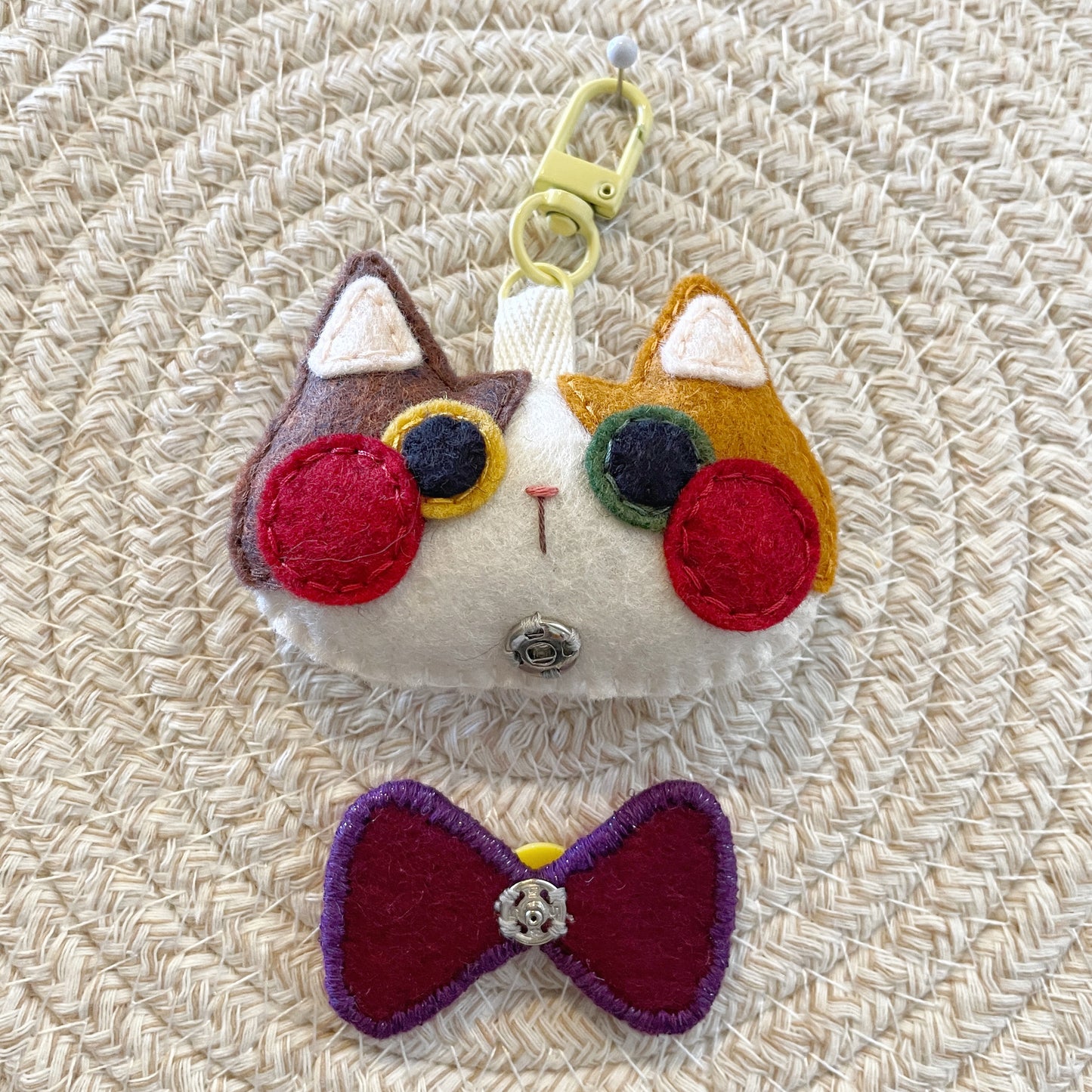 Pride Cat Felt Plush Keychain - Rainbow Flag