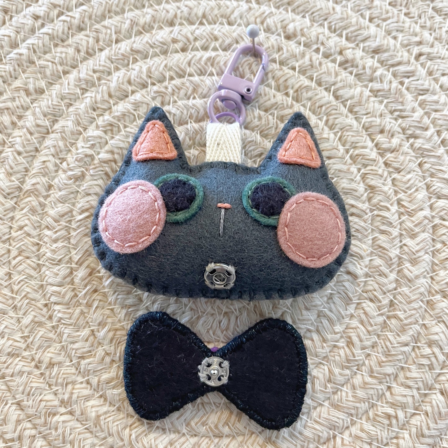 Pride Cat Felt Plush Keychain - Ace Flag