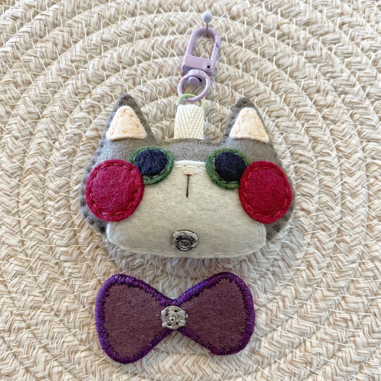 Pride Cat Felt Plush Keychain - Rainbow Flag