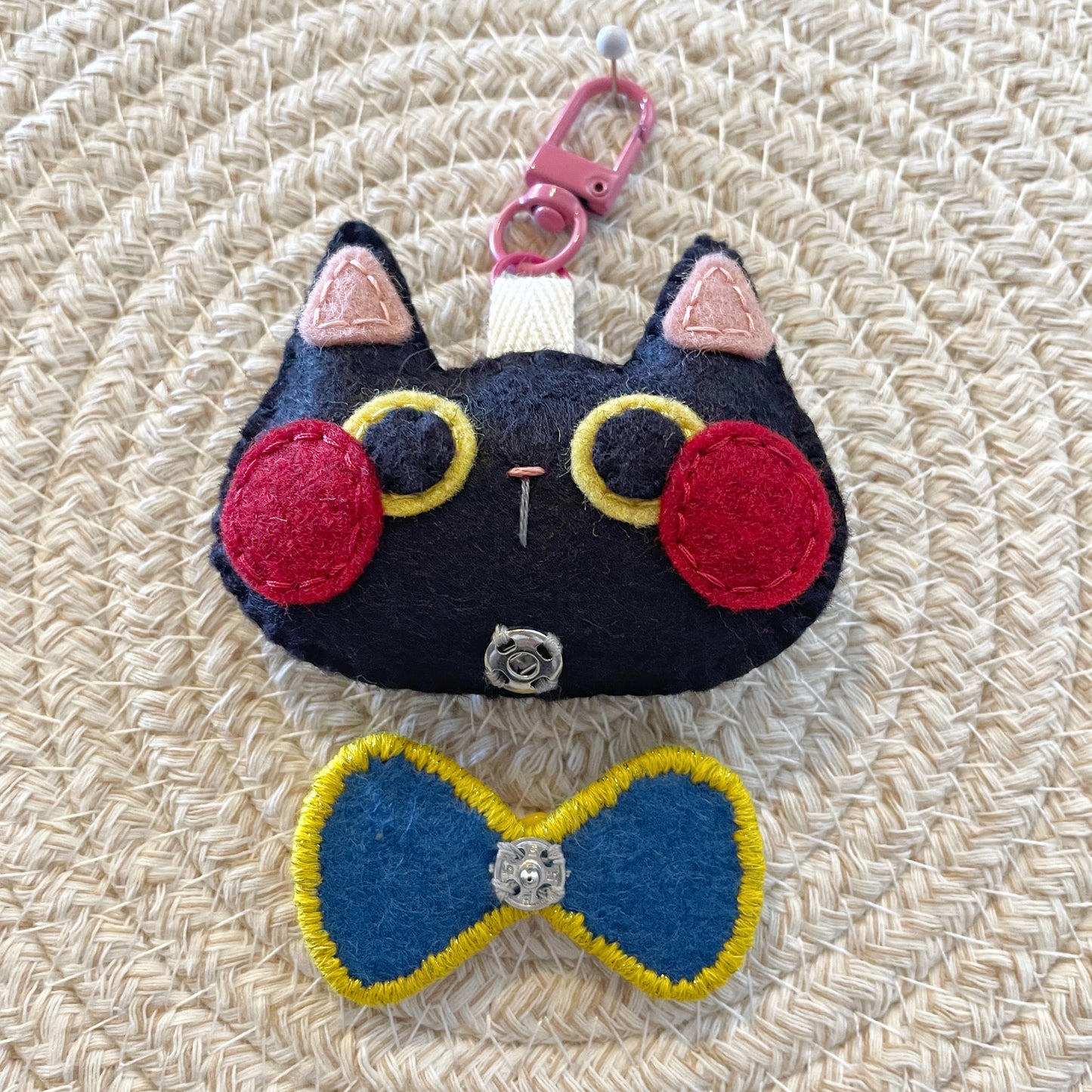 Pride Cat Felt Plush Keychain - Pan Flag