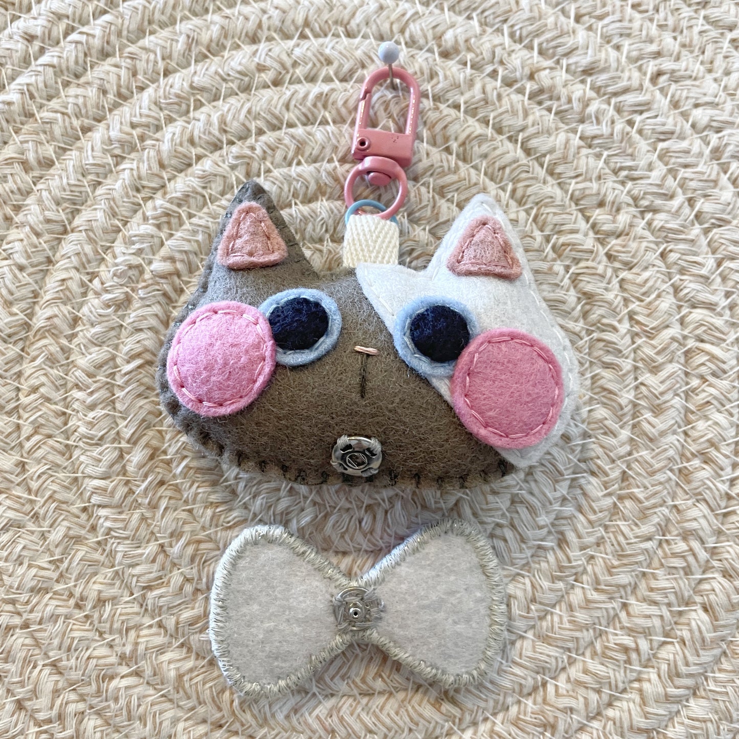 Pride Cat Felt Plush Keychain - Trans Flag