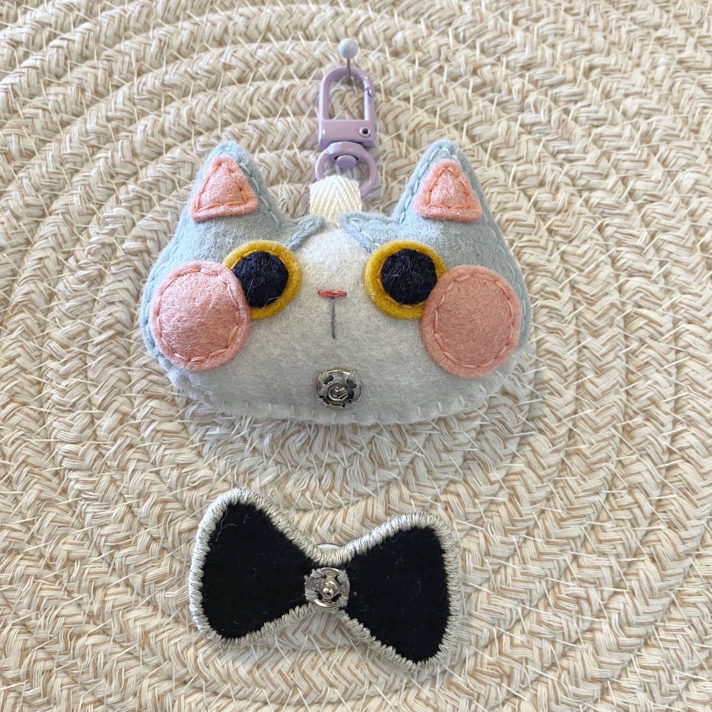 Pride Cat Felt Plush Keychain - Ace Flag