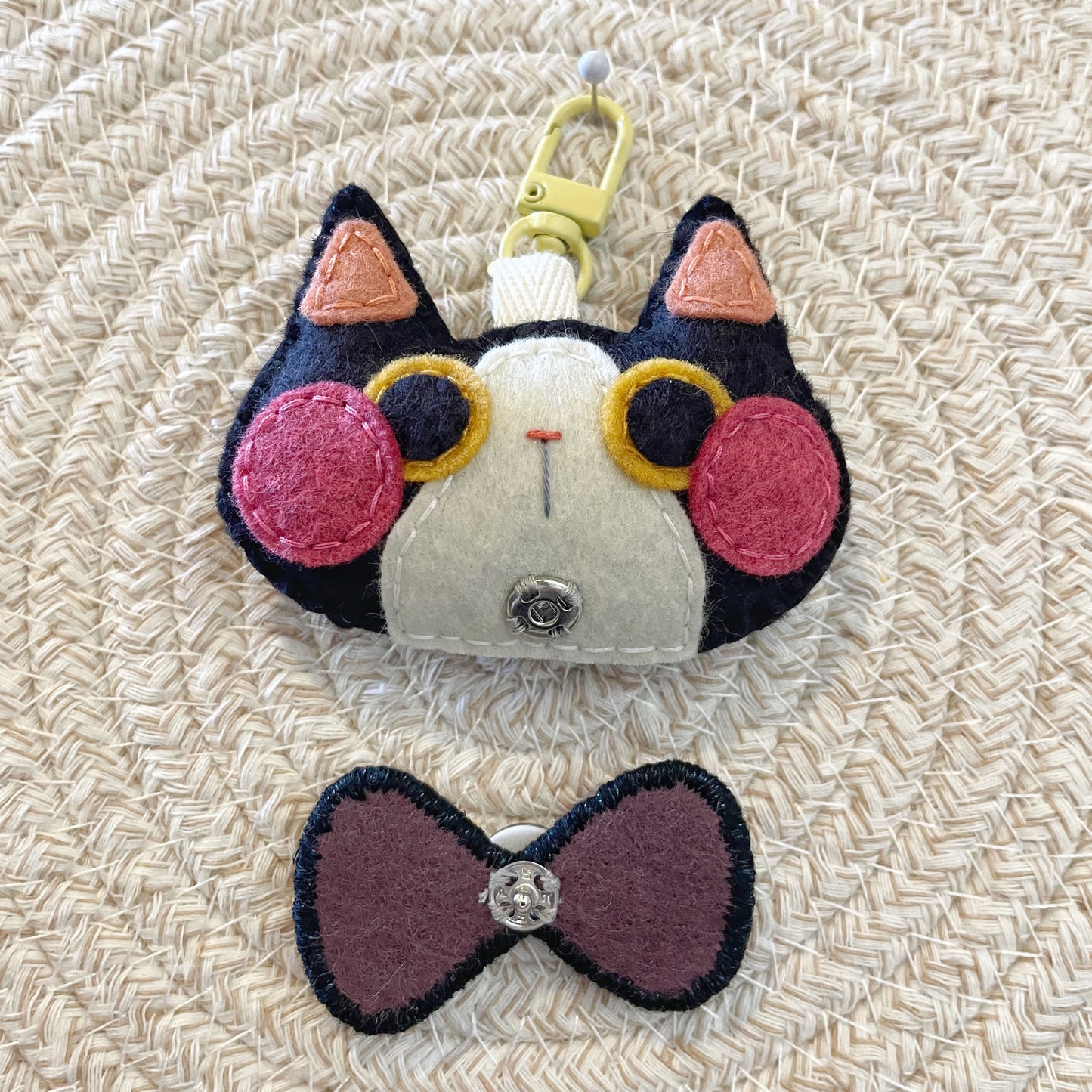 Pride Cat Felt Plush Keychain - Nonbinary Flag