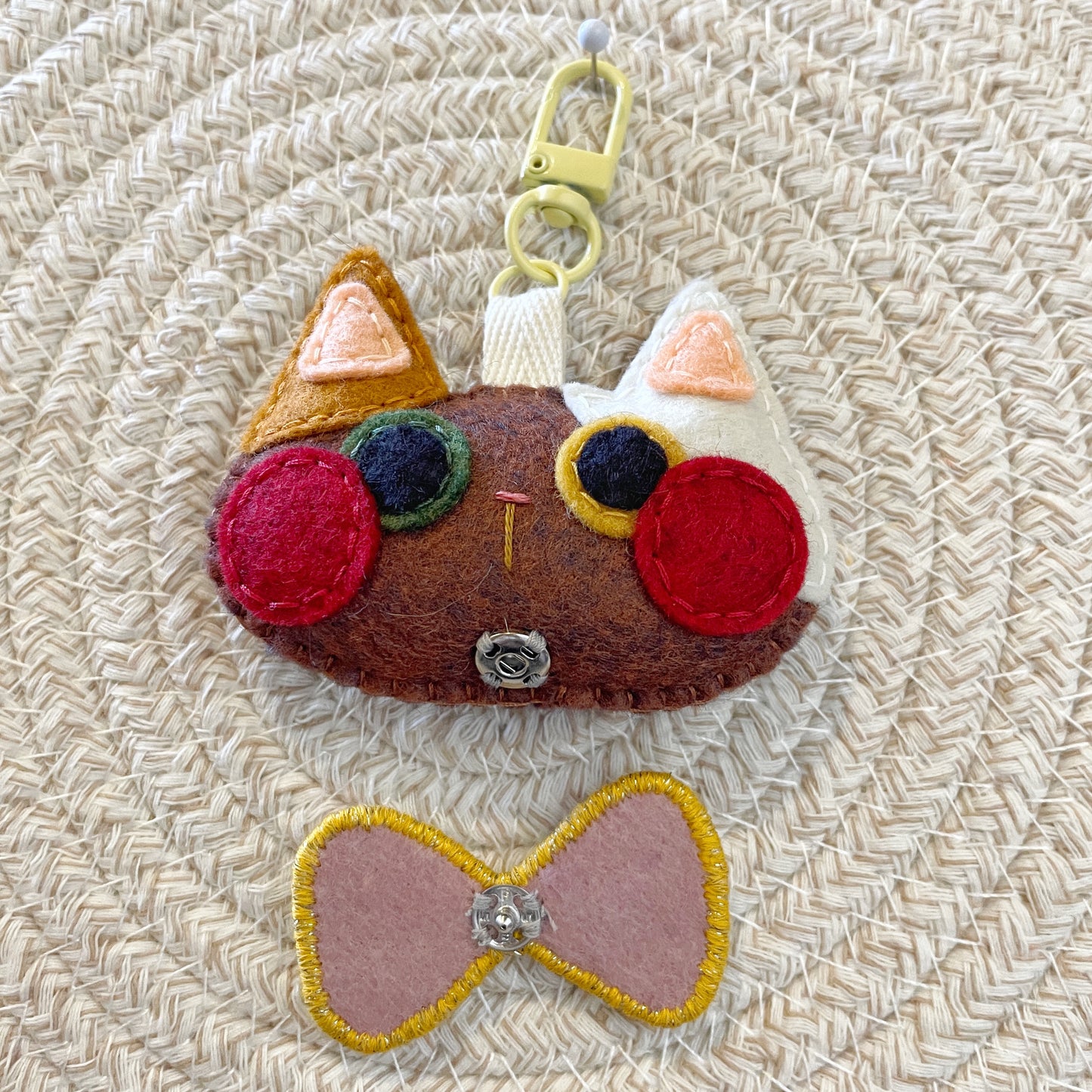 Pride Cat Felt Plush Keychain - Rainbow Flag