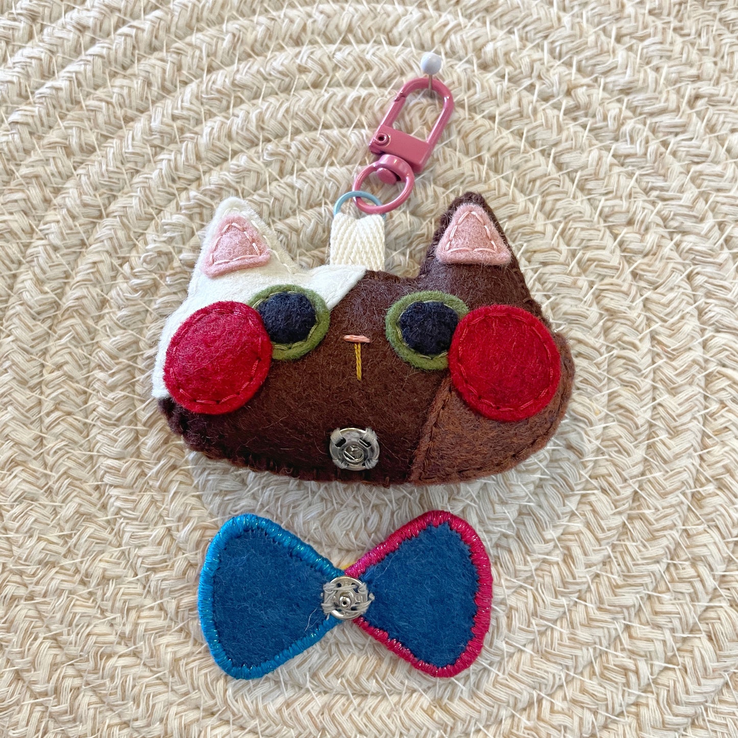 Pride Cat Felt Plush Keychain - Pan Flag