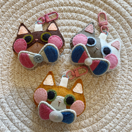 Pride Cat Felt Plush Keychain - Trans Flag