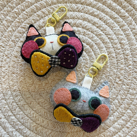 Pride Cat Felt Plush Keychain - Nonbinary Flag