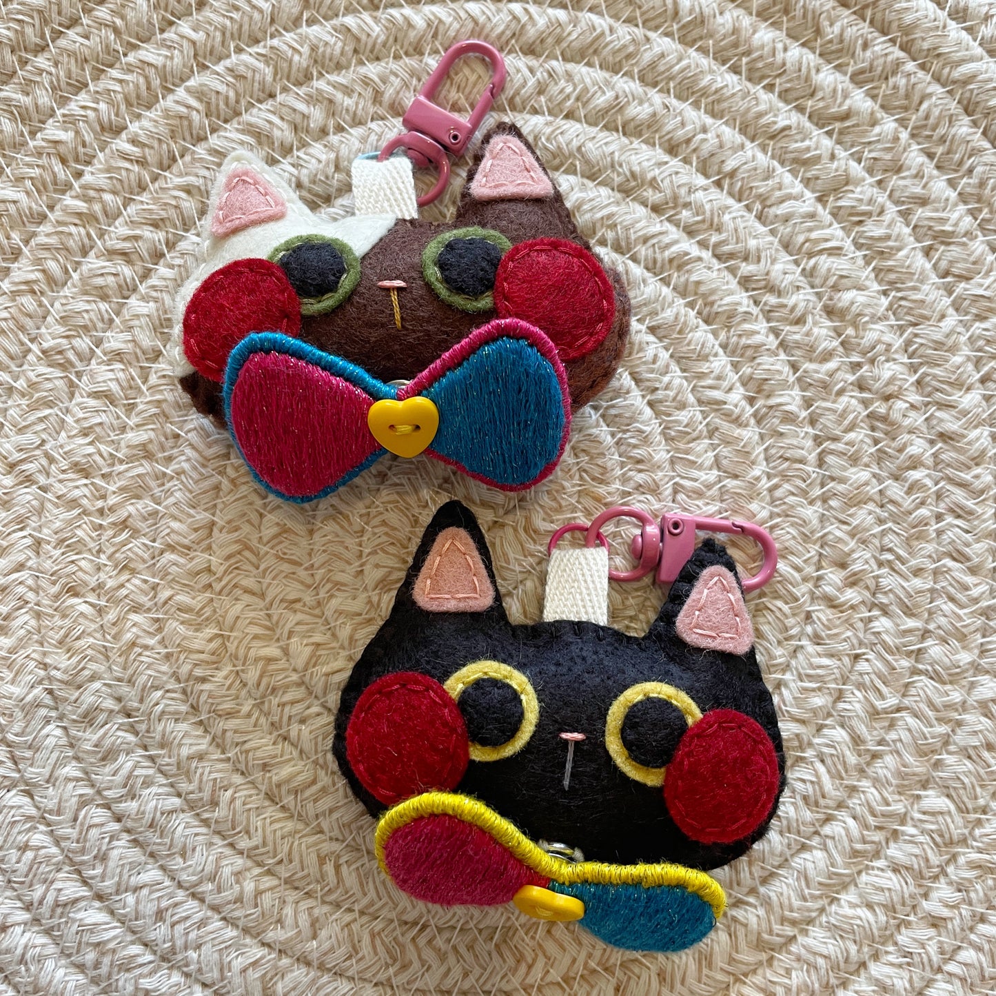 Pride Cat Felt Plush Keychain - Pan Flag