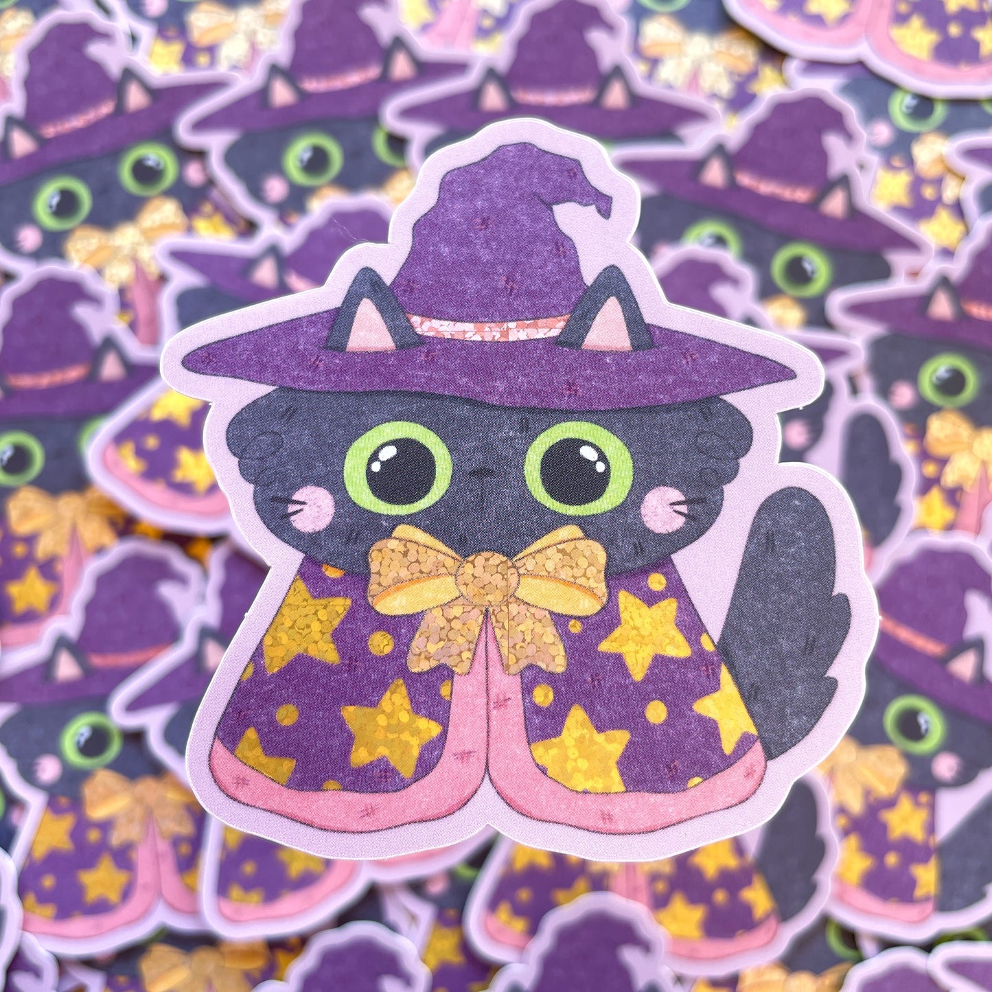 Witch Void Cat Matte Glitter Die-cut Sticker