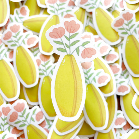 Yellow Vase Satin Matte Die-cut Sticker