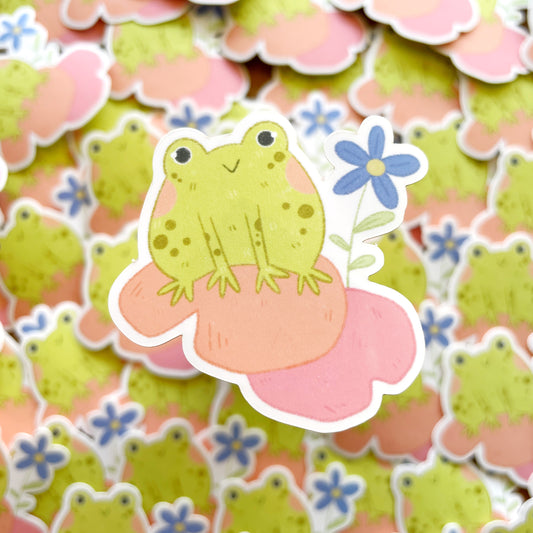 Lily Pad Frog Satin Matte Die-cut Sticker