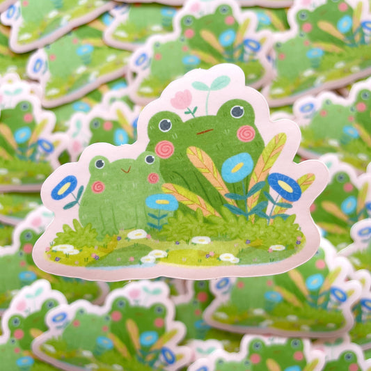 Spring Frogs Satin Matte Die-cut Sticker