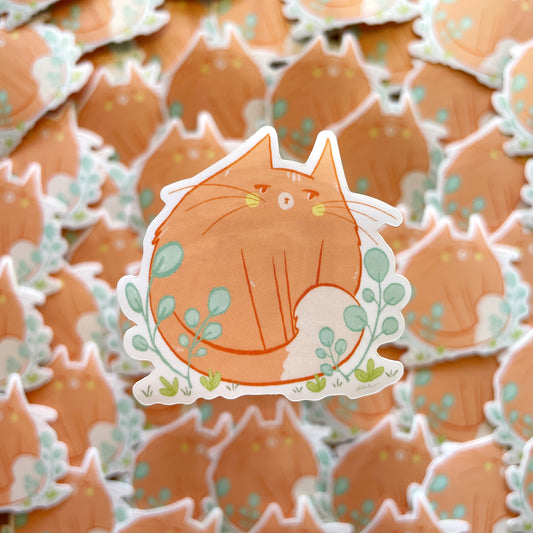 Orange Cat Glossy Die-cut Sticker