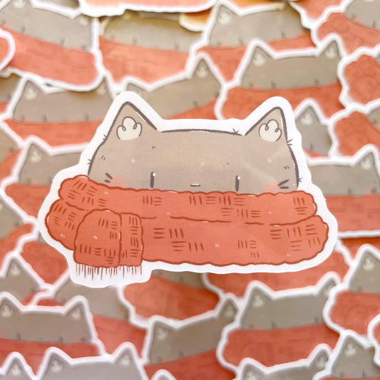 Cat with Scarf Glossy Die-cut Sticker