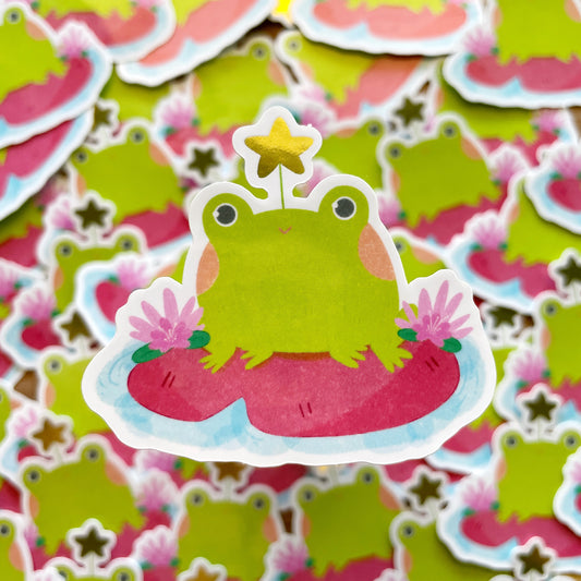 Star Frog Gloss Laminate Glossy Mirror Die-cut Sticker