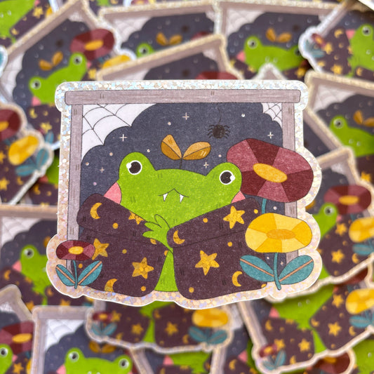 Vampire Frog Matte Glitter Die-cut Sticker