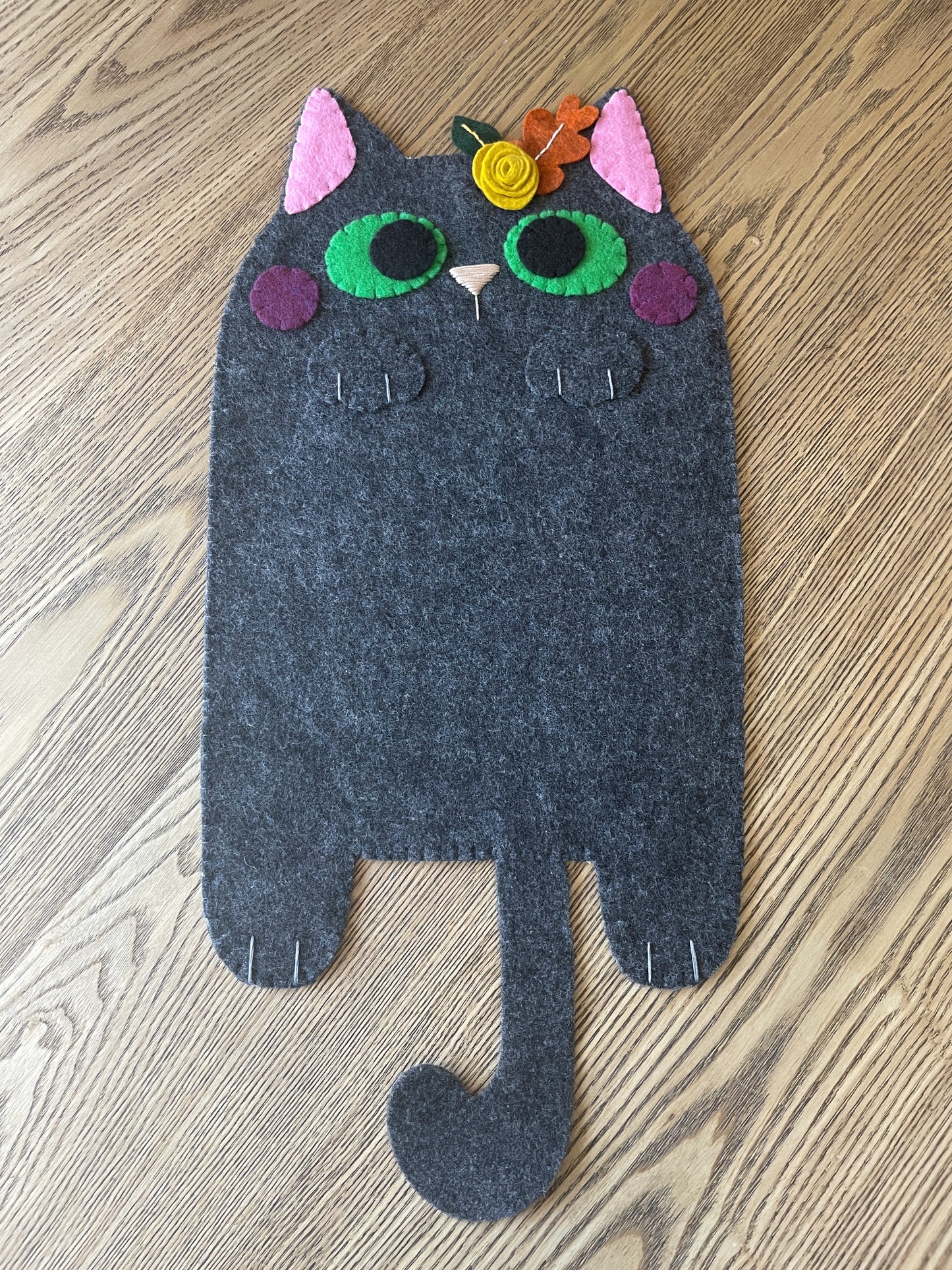 Charcoal Grey Cat Felt Pin Banners