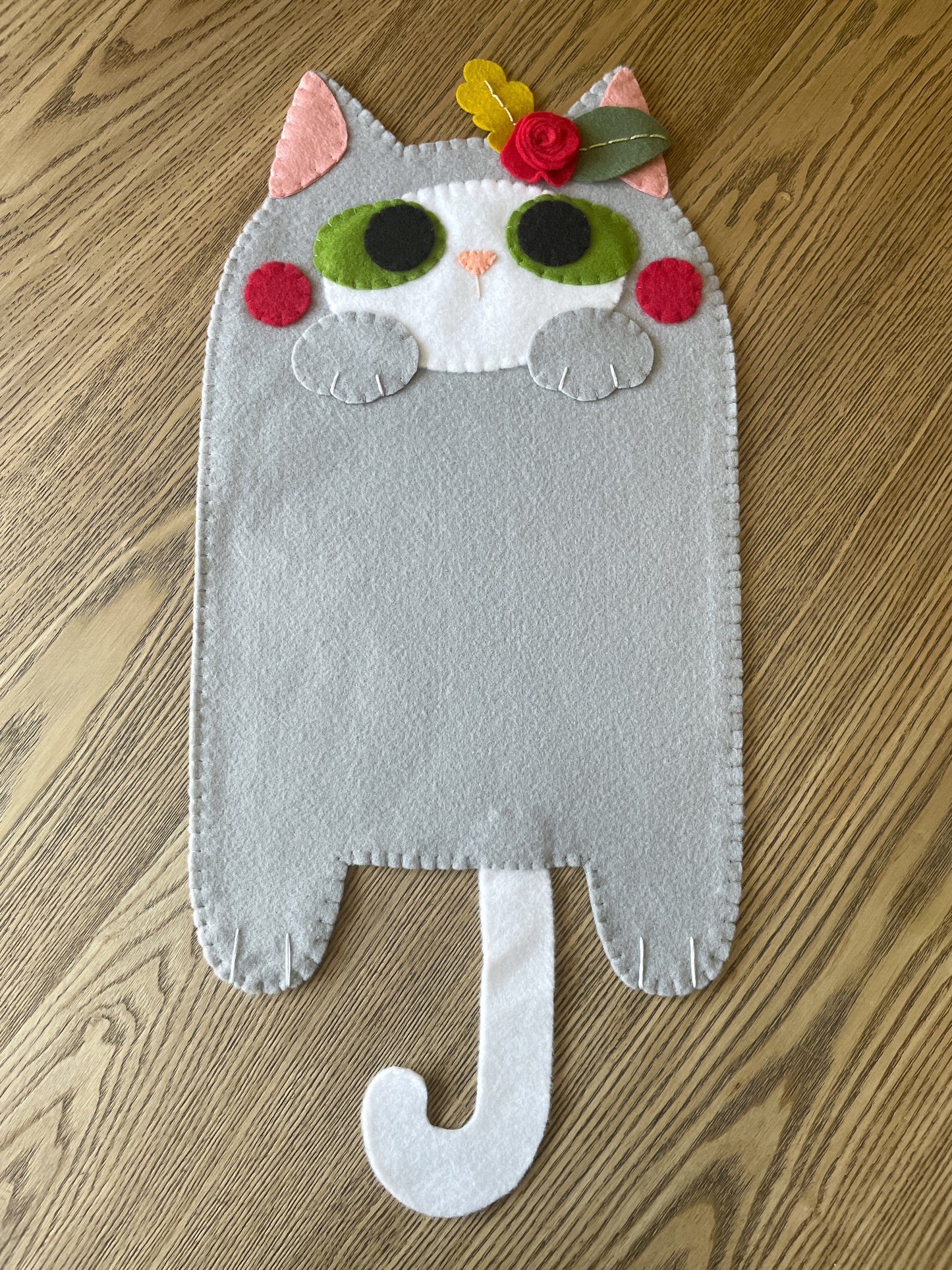 Light Grey and White Cat Felt Pin Banners