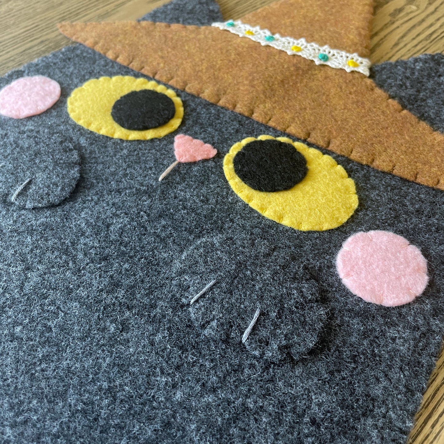 Charcoal Grey Cat Felt Pin Banners