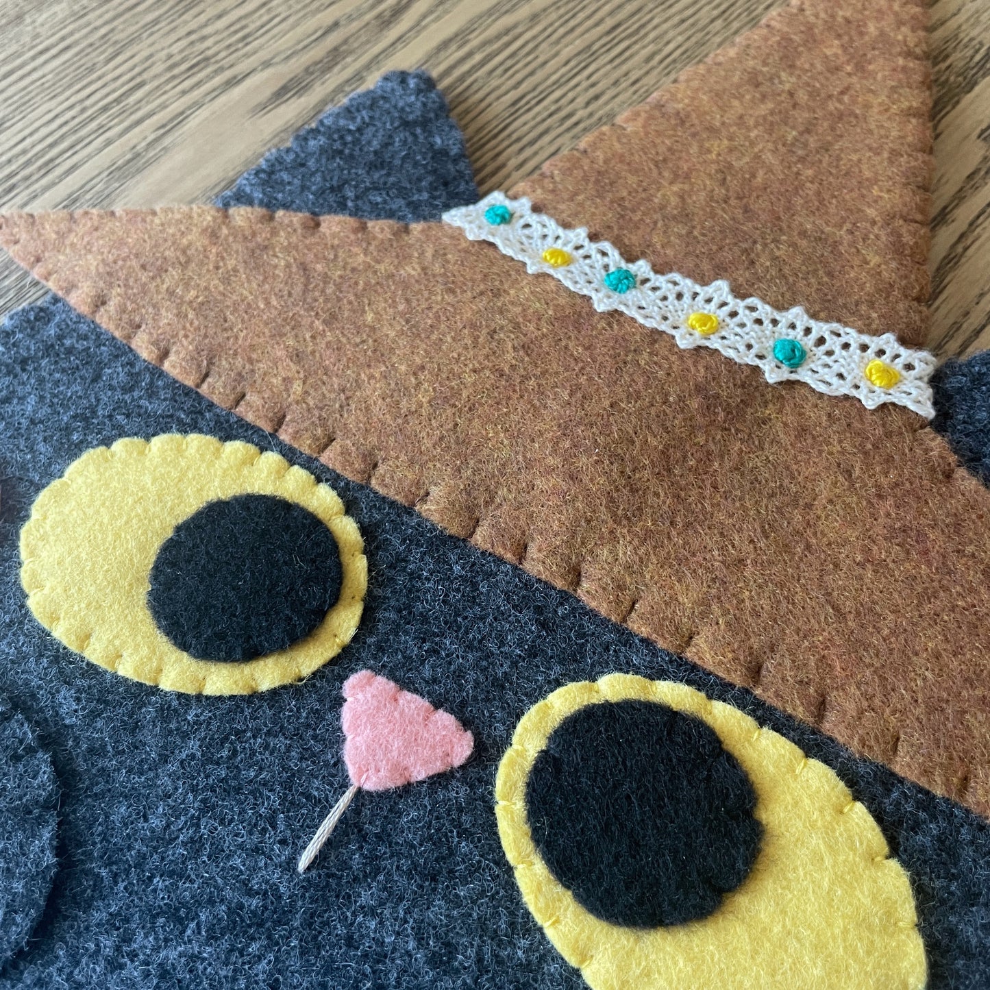 Charcoal Grey Cat Felt Pin Banners