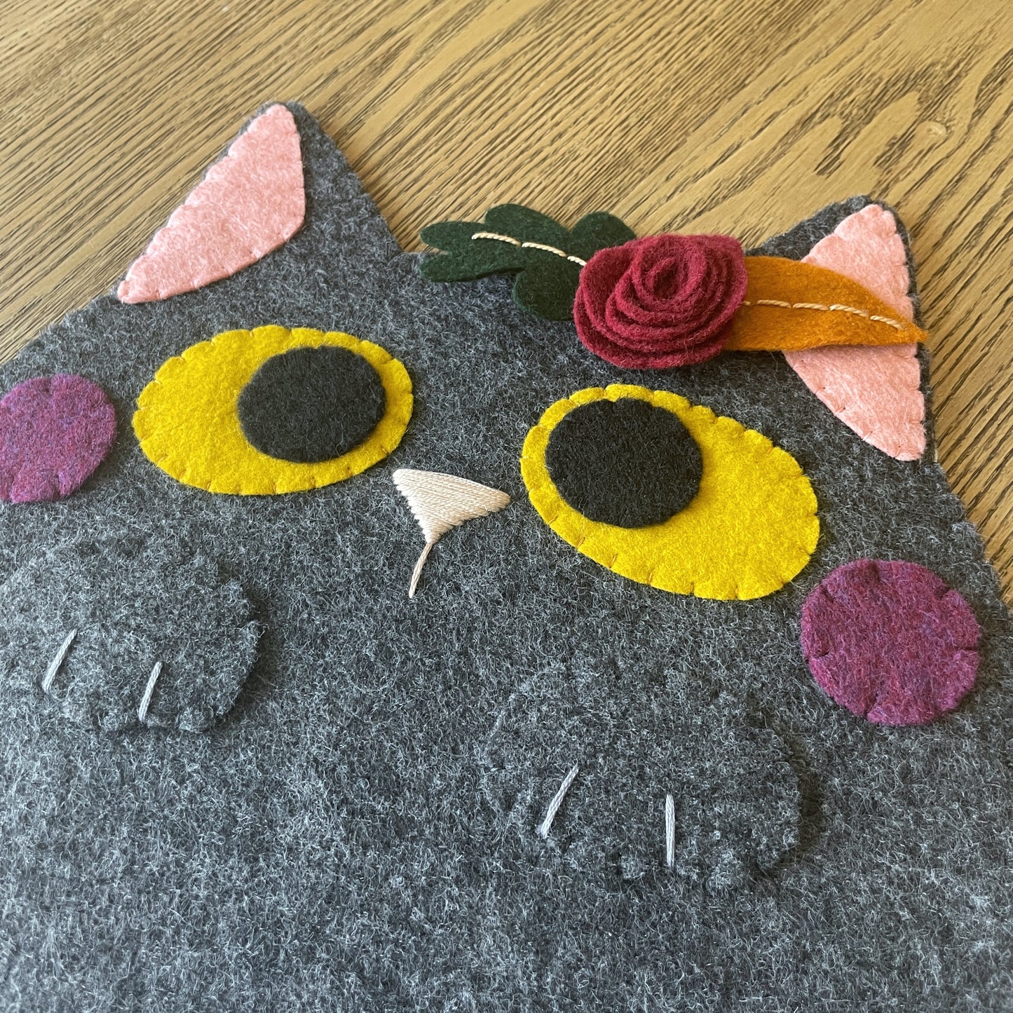 Charcoal Grey Cat Felt Pin Banners