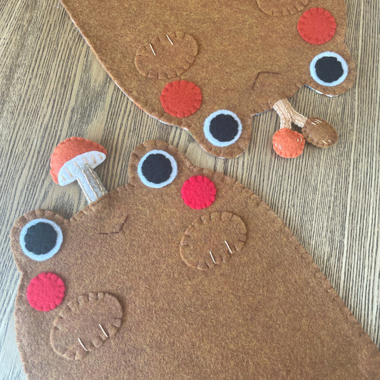 Brown Tan Frog Felt Pin Banners