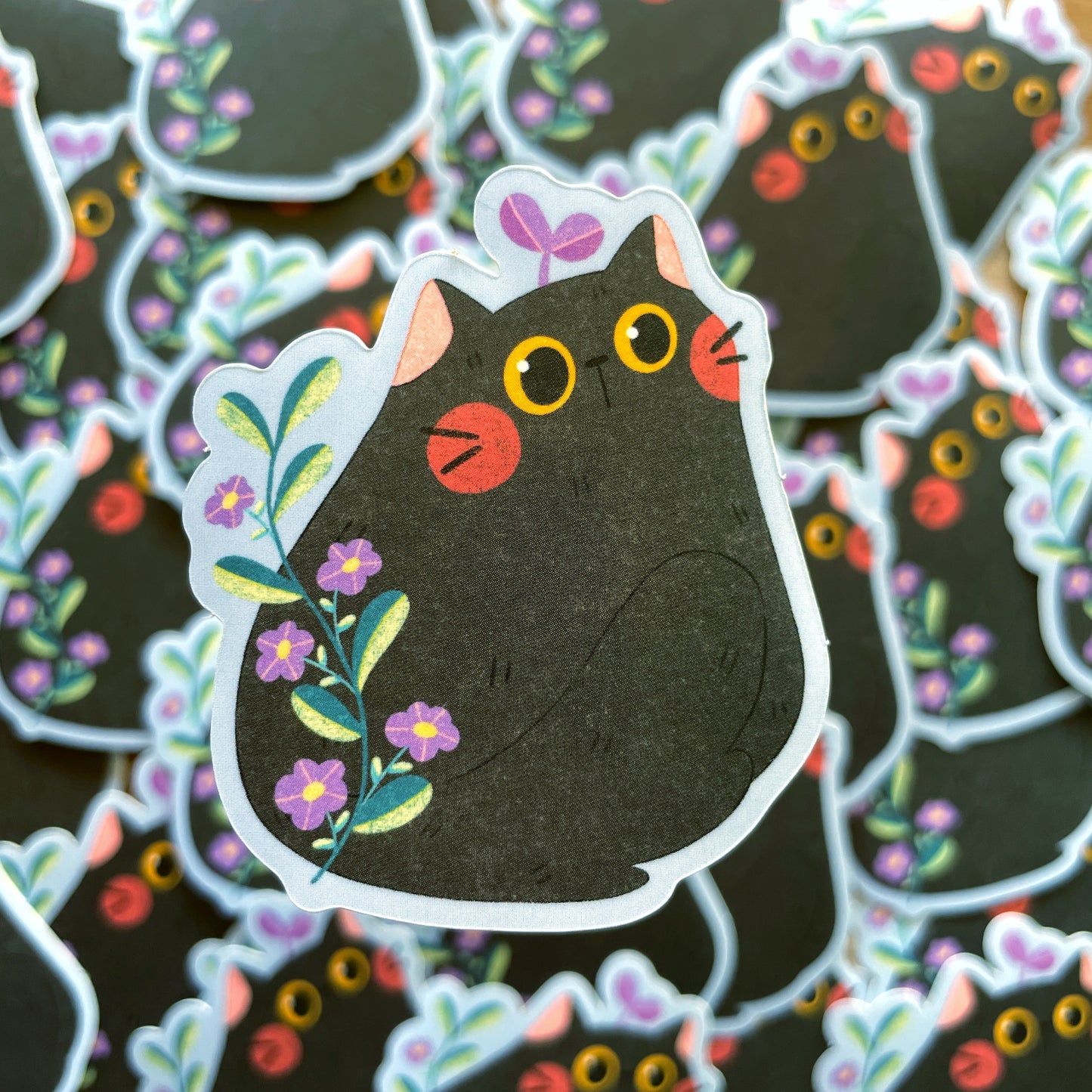 Flower Void Cat Matte Die-cut Sticker