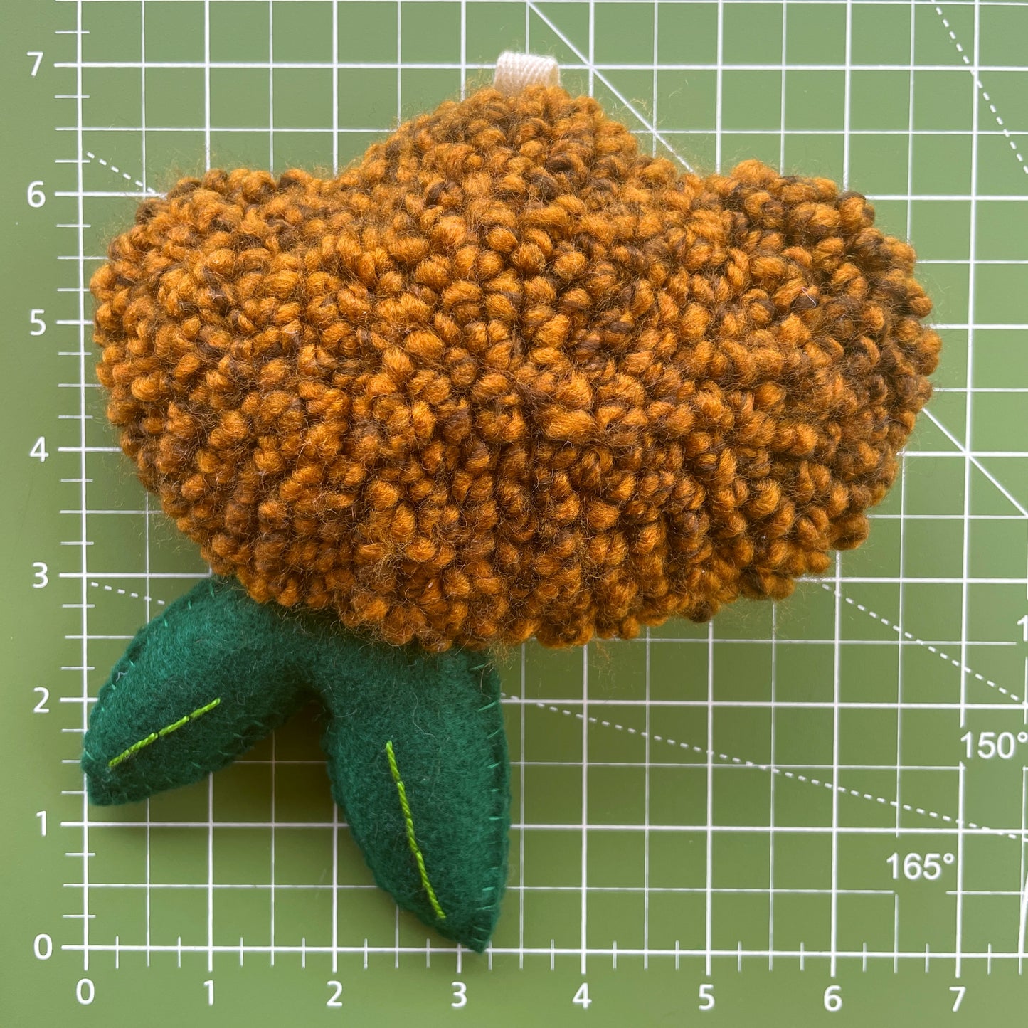Brown Flower Plush Punch Needle Keychain