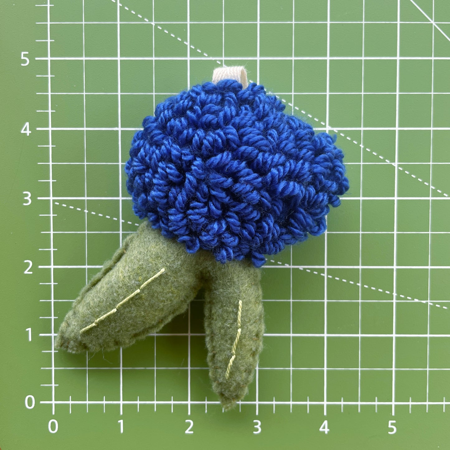 Small Blue Flower with Felt Leaves