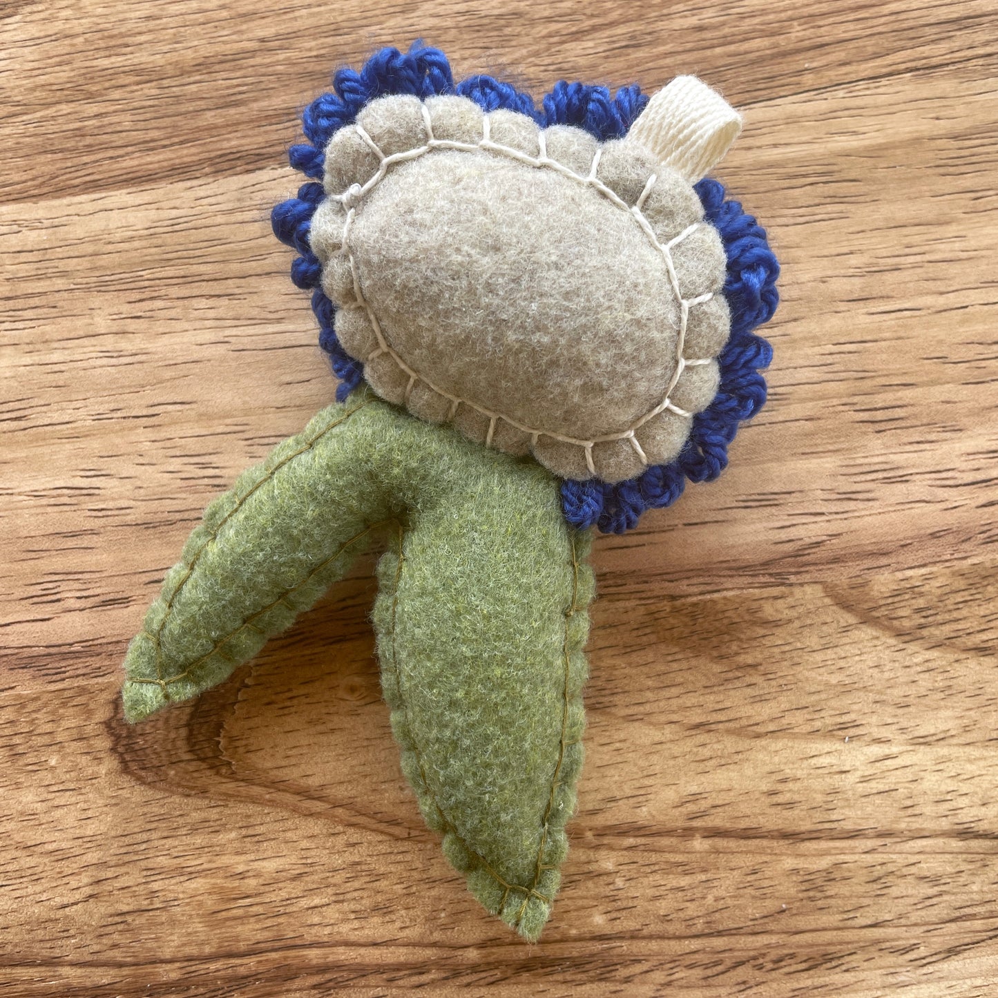 Small Blue Flower with Felt Leaves