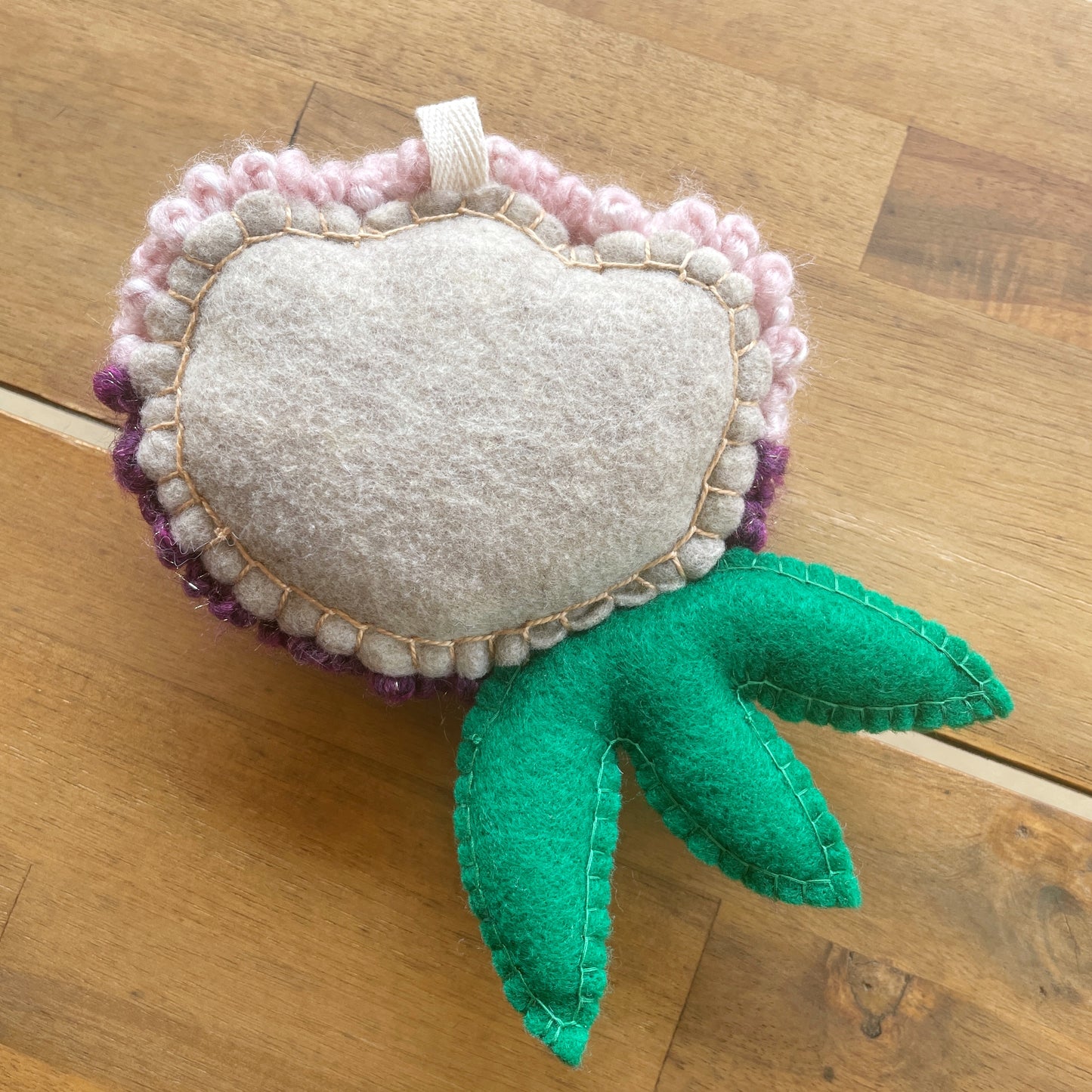 Pink and Purple Plush Punch Needle Keychain