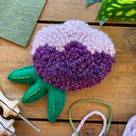 Pink and Purple Plush Punch Needle Keychain