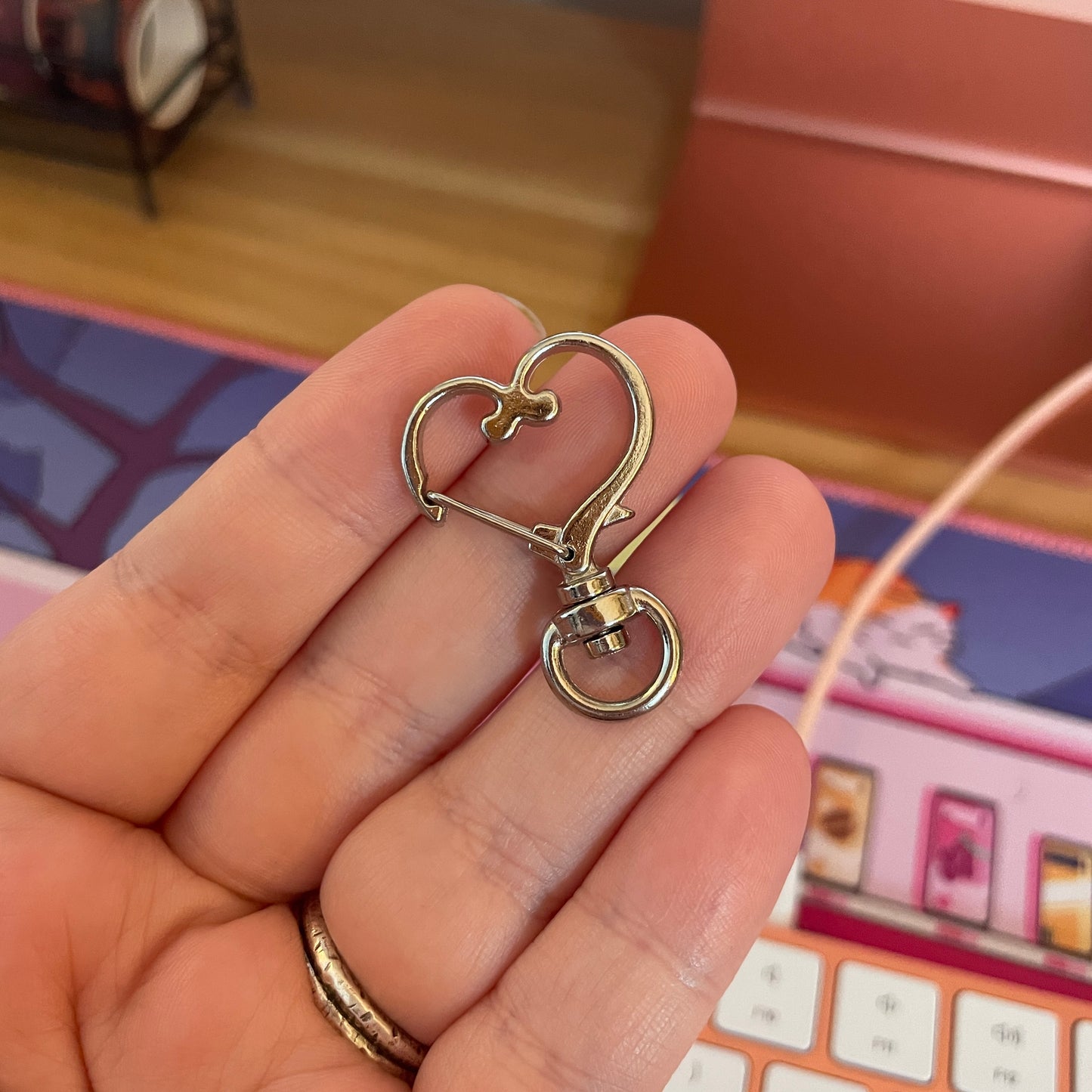 Teal Frog Plush Punch Needle Keychain