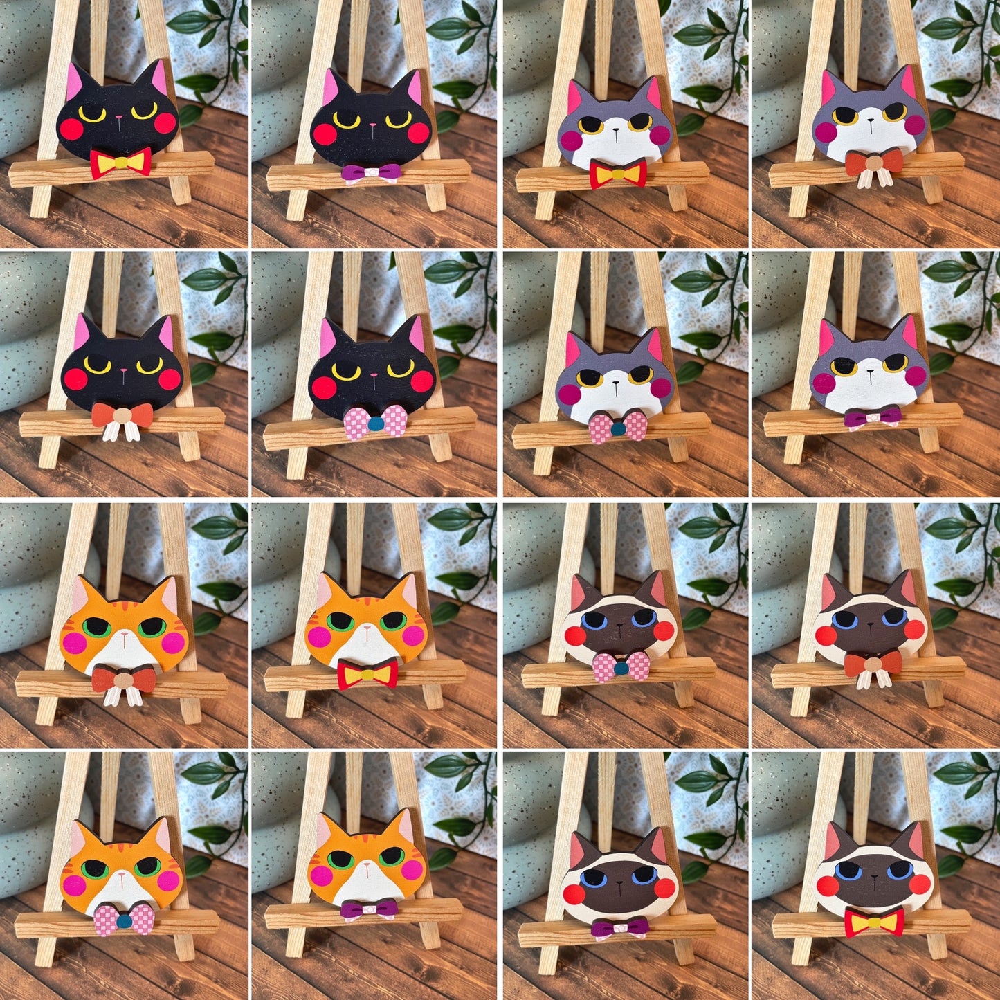 (Bows) Cat Dress-up Friends Pins or Magnets