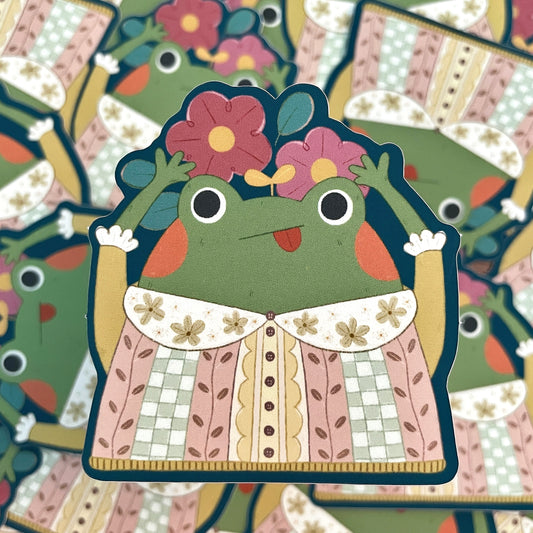 Goofy Frog Matte Die-cut Sticker