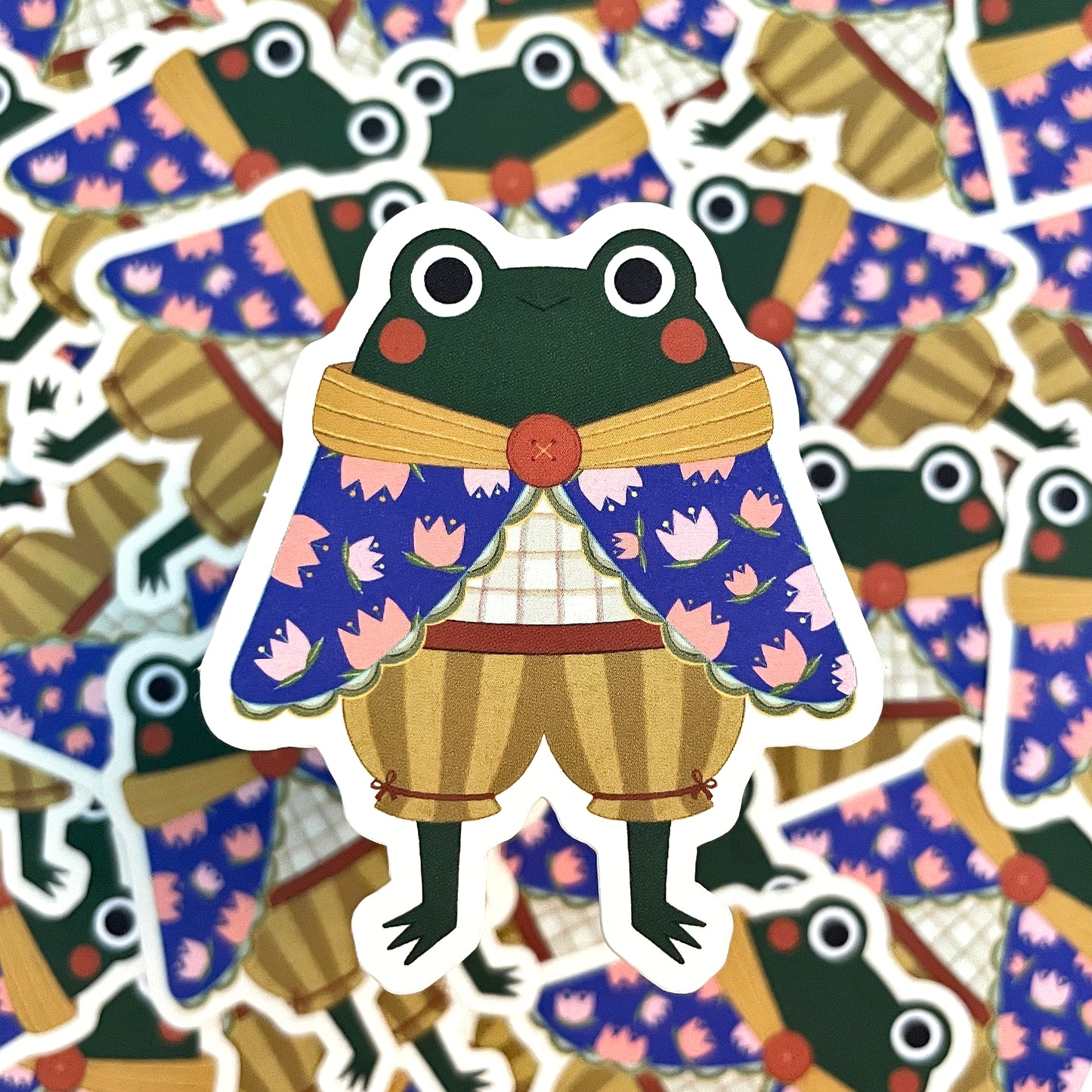 Flower Cape Frog Matte Die-cut Sticker