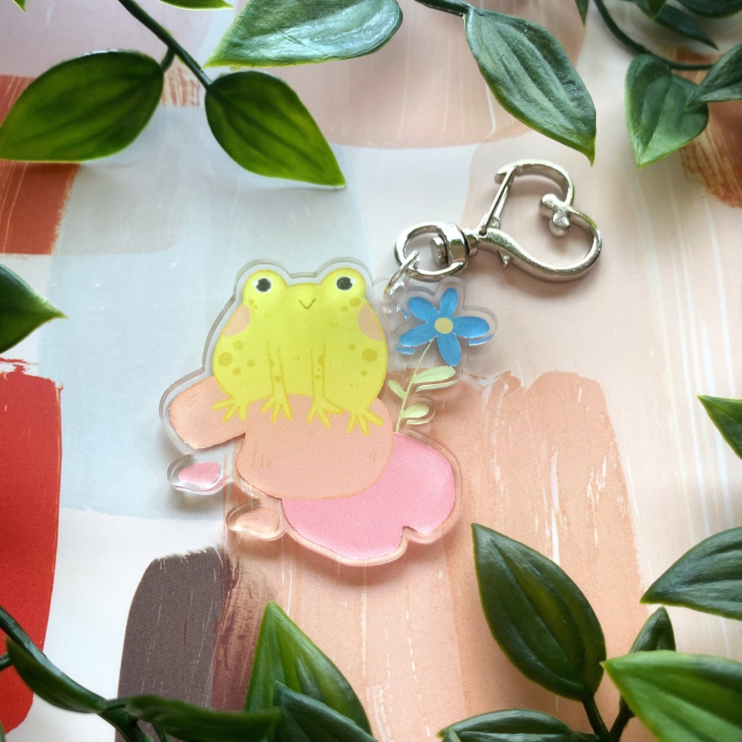 Frog on Lily Pads Acrylic Keychain