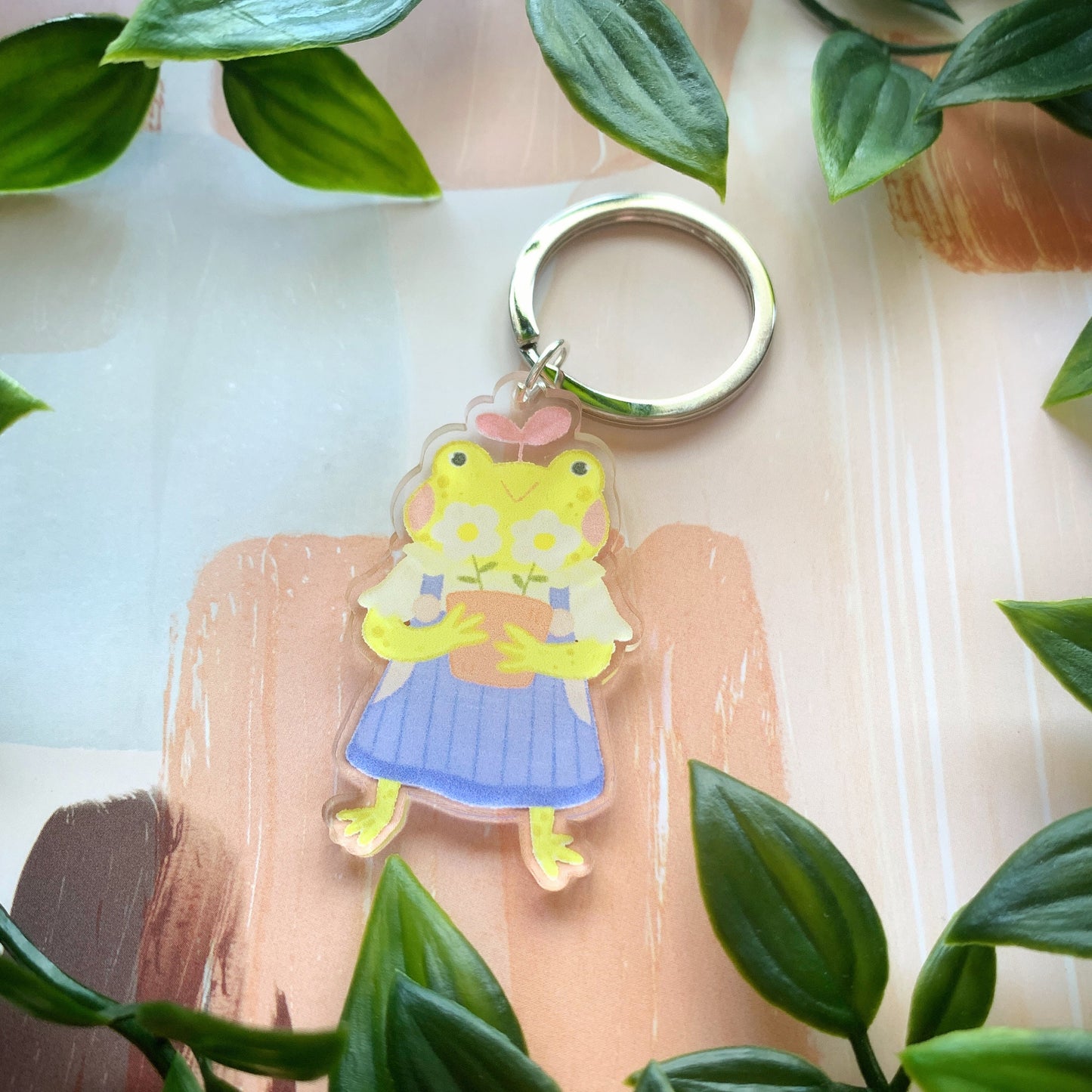 Frog with Planter Acrylic Keychain *B Grade*